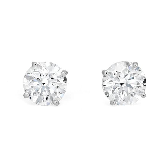 2.00Cttw Four Prong Round Cut Lab Grown Diamond Stud Earrings 14K White Gold - Picture 2 of 4